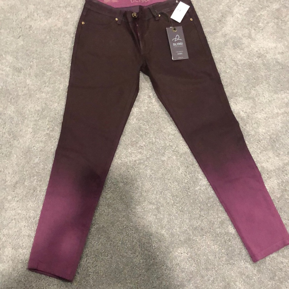 DL1961 Coated Burgundy Skinny Jeans